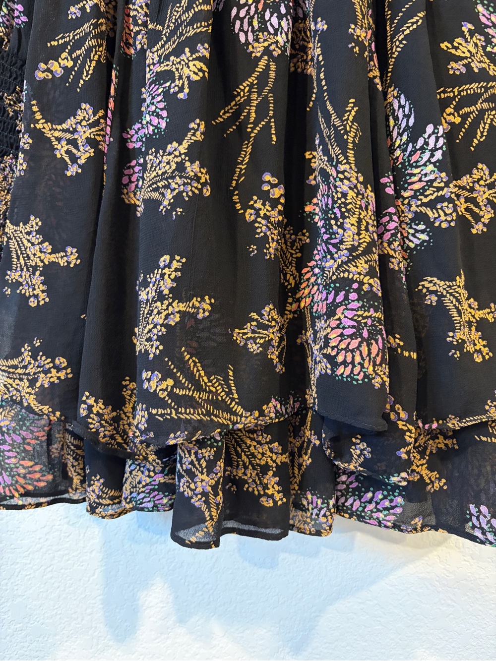 Free People Fake Pretend Black Print Long Sleeve Mini Dress - XS - Picture 5 of 9